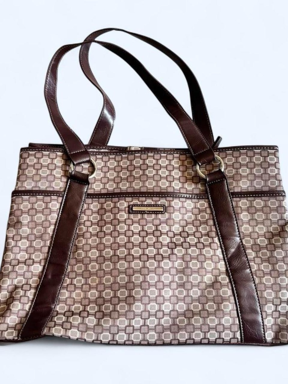 Nine West Brown Patterned Shoulder Tote
